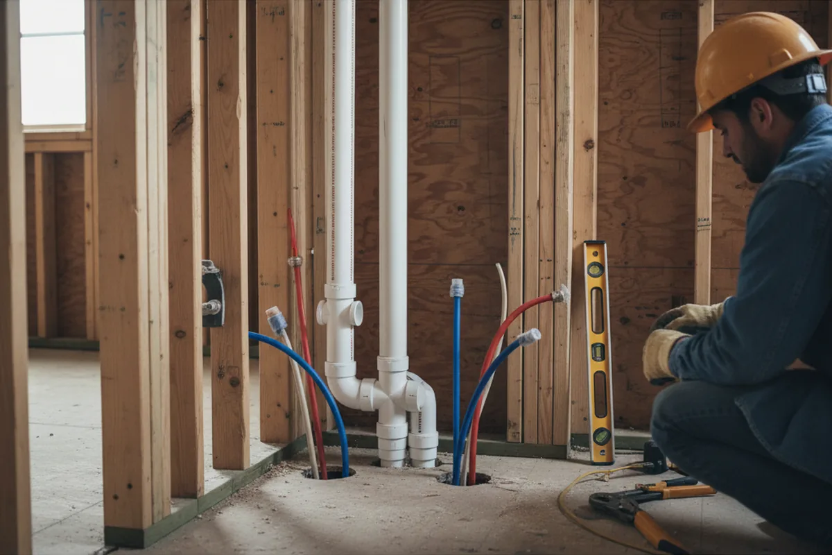 Drain and supply rough-in during Drain Cleaning in Depew